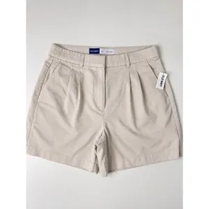 NWT Old Navy Extra High Rise Tailored Shorts Khaki Ivory Cream Size M Preppy thumbnail 3