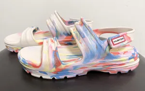 Hunter Ivory Multicolor Bloom Algae Swirl Marble Platform Sandals UK 6 US 8 thumbnail 1