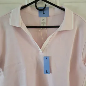 Member's Mark Women's Pique Polo Shirt Large Pink Sandwash Tipped Collar NWT thumbnail 6