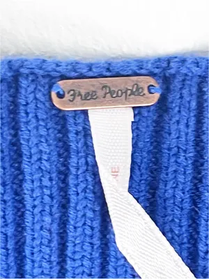 FREE PEOPLE Berkinette Blue Crochet Knit Crop Top Medium Boho Festival Concert thumbnail 3