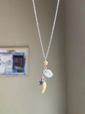 Handmade unique fairy funky Czechs glass beads mix necklace💚🌿 thumbnail 3