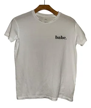 aerie White 'babe.' Graphic Crewneck Tee thumbnail 1
