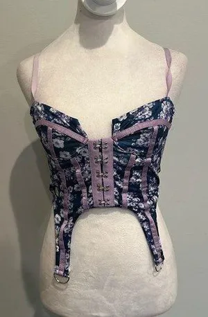 Flower print corset top Purple thumbnail 1