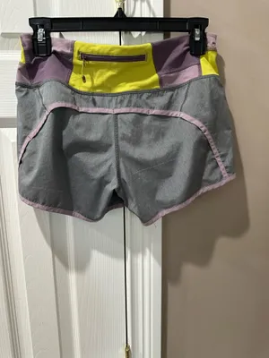 Lululemon Speed Running Shorts Gray Colorblock Size 4 thumbnail 3