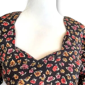 Rampage Vintage 90s Dress‎ Black Dark Floral Sweetheart Neckline Mini Forrest Fairy Boho thumbnail 3