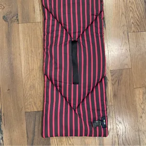 Anthropologie Maeve Striped Black Red Crossover Puffer Scarf OS NEW thumbnail 4
