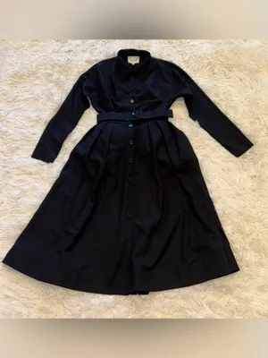 NEW REFORMATION Nara Smith VOW Belted Long sleeves black midi dress sz 0 thumbnail 9