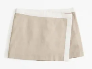 Abercrombie and Fitch Tan Linen Blend Wrap Skort Skirt Size M NWT thumbnail 1
