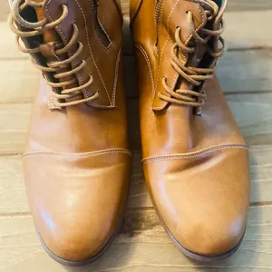 women's ankle boots faux leather zippers on the side. 1/2 in heel size 43/11 thumbnail 1