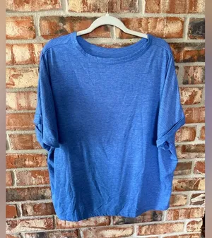 Blue Oversized Boxy 3/4 Sleeve Tee Size L thumbnail 2