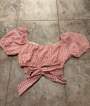 Altar'd State Pink Gingham Top thumbnail 2