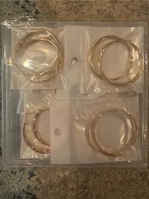 NIB 12 Pairs Gold Hoop Earrings Set - 14K Gold Plated Hypoallergenic Multipack thumbnail 2