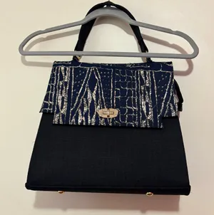 Elegant Ndop African Handmade Bag Bamileke Culture Blue thumbnail 3