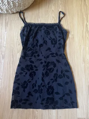 Danielle Guizio Black Floral Slip Mini Dress thumbnail 1