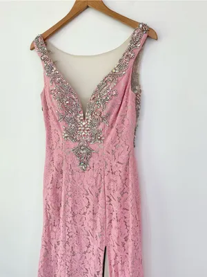 Alyce Paris Lace Beaded Sleeveless Mermaid Formal Gown Dress in Pink size 6 thumbnail 8