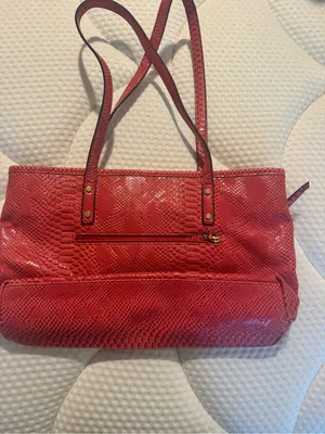 Nicole by Nicole Miller Coral-Red Snake-Embossed Shoulder Tote thumbnail 5