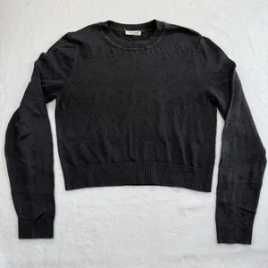 Rag & Bone Eyelet Knit Top Long Sleeve Cotton Blend Sweater Black Large‎ thumbnail 1