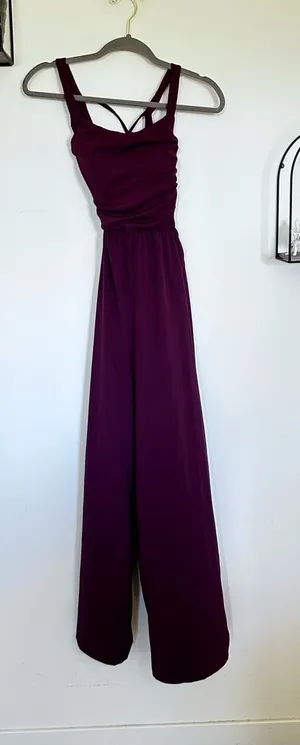 Halara Burgundy Sleeveless Crisscross Open Back Jumpsuit Size Small thumbnail 1