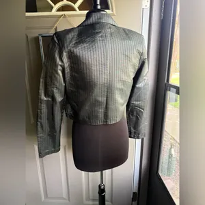 Vintage Cassidy silk pinstripe cropped button bolero jacket, size 6 thumbnail 7