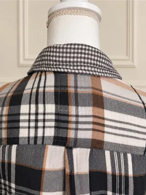 Aerie Patchwork Plaid Cotton Button Down Shirt Small Oversized Fall Top Everyday thumbnail 6