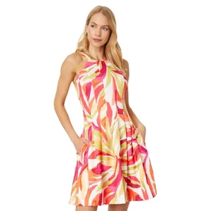 Vince Camuto Womens Pink Orange Abstract‎ Leaf Print Halter Dress Size 16 thumbnail 9