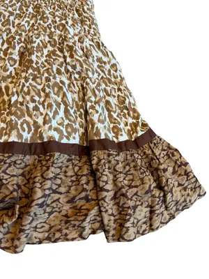 Soft Surroundings Kara Animal Print Maxi Dress Flowy Tiered Neutral Size XS thumbnail 6