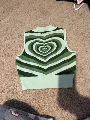 Cider Green heart wave sleeveless turtle neck never worn thumbnail 4