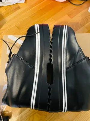 Women Leather Wedge loafers Shoe Black thumbnail 3