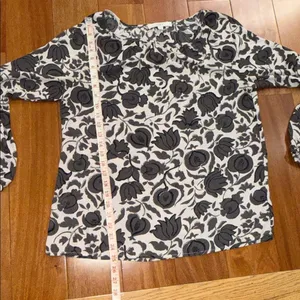 LOFT Women's pink & brown floral boat neck‎ long sleeve blouse Size M thumbnail 10