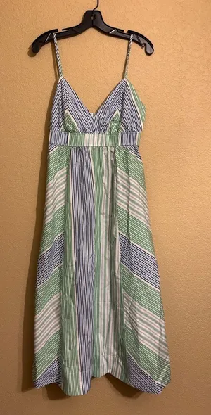 NWT Free Assembly Striped 100% Cotton Maxi Dress sz L 12-14 thumbnail 1