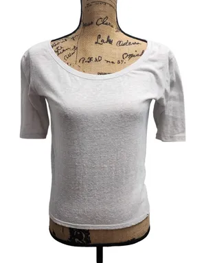 Abercrombie Fitch Women's‎ XS White 3/4 Sleeve Scoop Neck Top Shirt Casual thumbnail 1