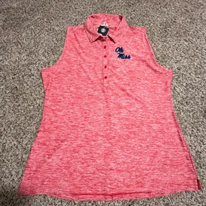 Under Armour Ole Miss Rebels HeatGear Sleeveless Polo Red Heathered Womens XL thumbnail 1