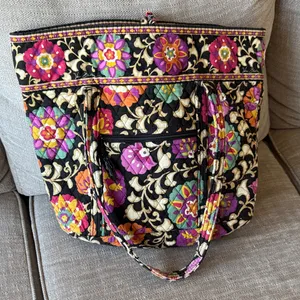 Vera Bradley Black and Pink Floral Tote thumbnail 8