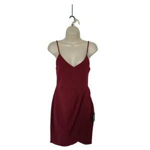 Lulus Medium Forever Your Girl Wine Red Mini Dress Modern Cocktail Minimalist thumbnail 3