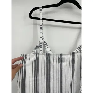 Laura Ashley Striped Tank Top Cami Sleeveless White Gray Womens Size XL NEW thumbnail 4