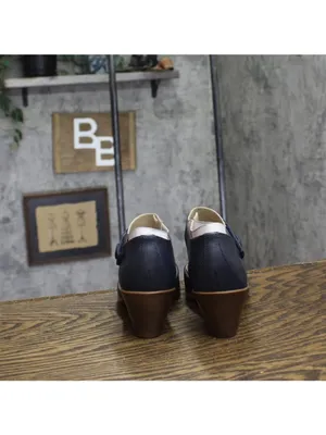 NEW Easy Spirit Block Heel Clarice Wedge Heels SECLARICE Dark Blue 5.5M thumbnail 5