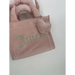 Juicy Couture DUSTY BLUSH Pink Big Spender Large‎ Tote Brand Velvet Bag Charm thumbnail 4