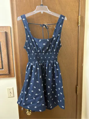 Hill House The Cher Dress in Navy Floral Jacquard thumbnail 3