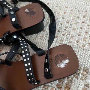Zara Black Studded Ankle Wrap Sandals Size 38 / 7 or 7.5 thumbnail 5