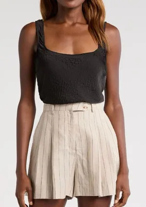 ASTR the Label Women's‎ Janesa Textured Satin Top, Black, Size Medium, NWT thumbnail 1