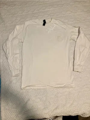 Gildan Ultra Cotton Long Sleeve Shirt Top Starbound Cream Small thumbnail 2