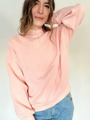 90s Vintage Choices From Gitano Pink Embroidered Crewneck Button Front Sweater thumbnail 1