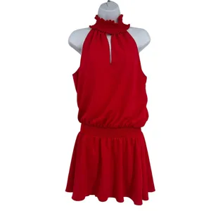 Amanda Uprichard Halter Mini Dress Sz M Quiet Luxury Paris Smocked Drop Waist thumbnail 2