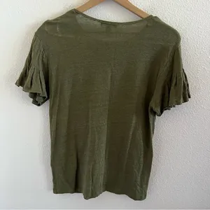 J Crew 100% Linen Green Ruffle Sleeve Relaxed Lagenlook Style GC049 Medium thumbnail 6
