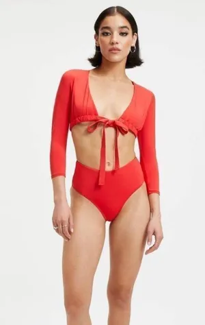 GOOD AMERICAN Good Boost Poppy Red Daily Year Round Shawl Sport Swim Top Kardash thumbnail 1