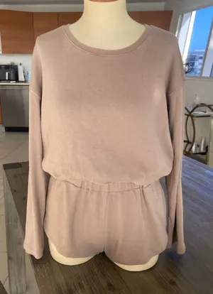 Free People Long Sleeve Romper Tan Open Back thumbnail 1