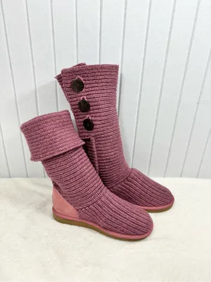 UGG Tall Cardy Knit Button Boots in Mauve Pink size 8 thumbnail 4