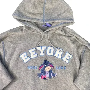 Vintage Women's Large Disney Embroidered Eeyore Gray Pullover‎ Hoodie thumbnail 2