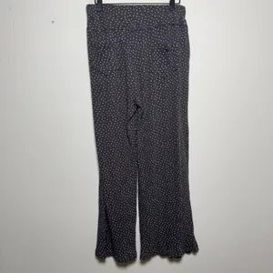 POL Women 100% Cotton Pants Gray Floral Polka‎ Dot Ribbed Wide Leg Hippie Boho thumbnail 8