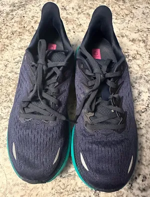 Hoka Dark Blue and Aqua Running Shoes thumbnail 1